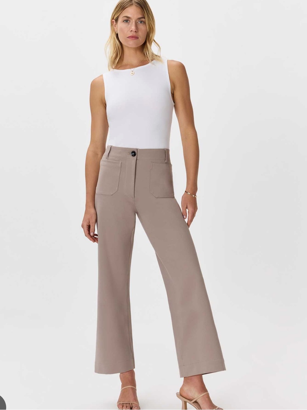 Quince Ultra Stretch Ponte Cropped Wide Leg Pants Morel Gray NEW